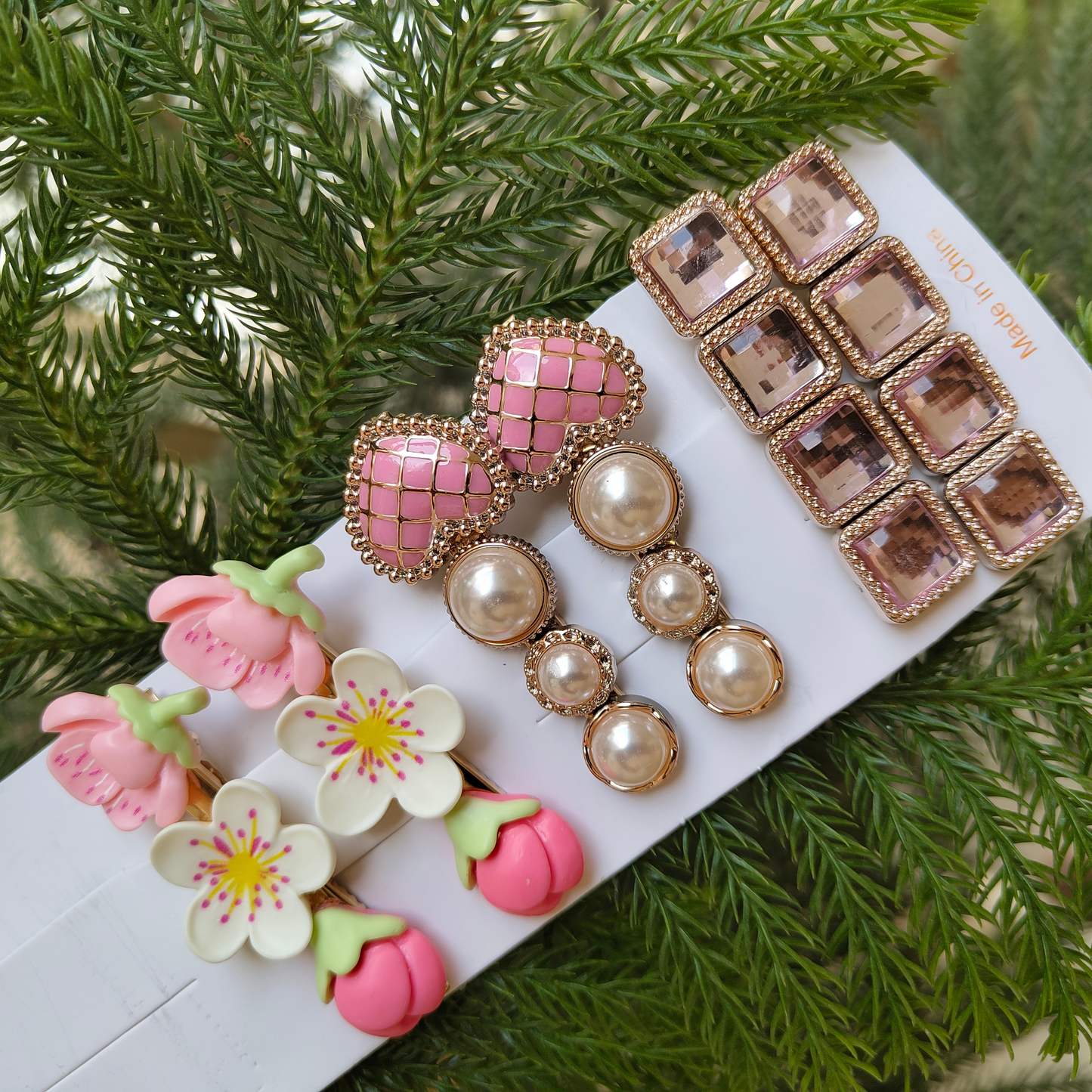 Korean Fashion Style Pearl Rhinestone Metal Hair Clips 04 (12 Pcs)