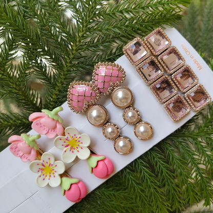 Korean Fashion Style Pearl Rhinestone Metal Hair Clips 04 (12 Pcs)