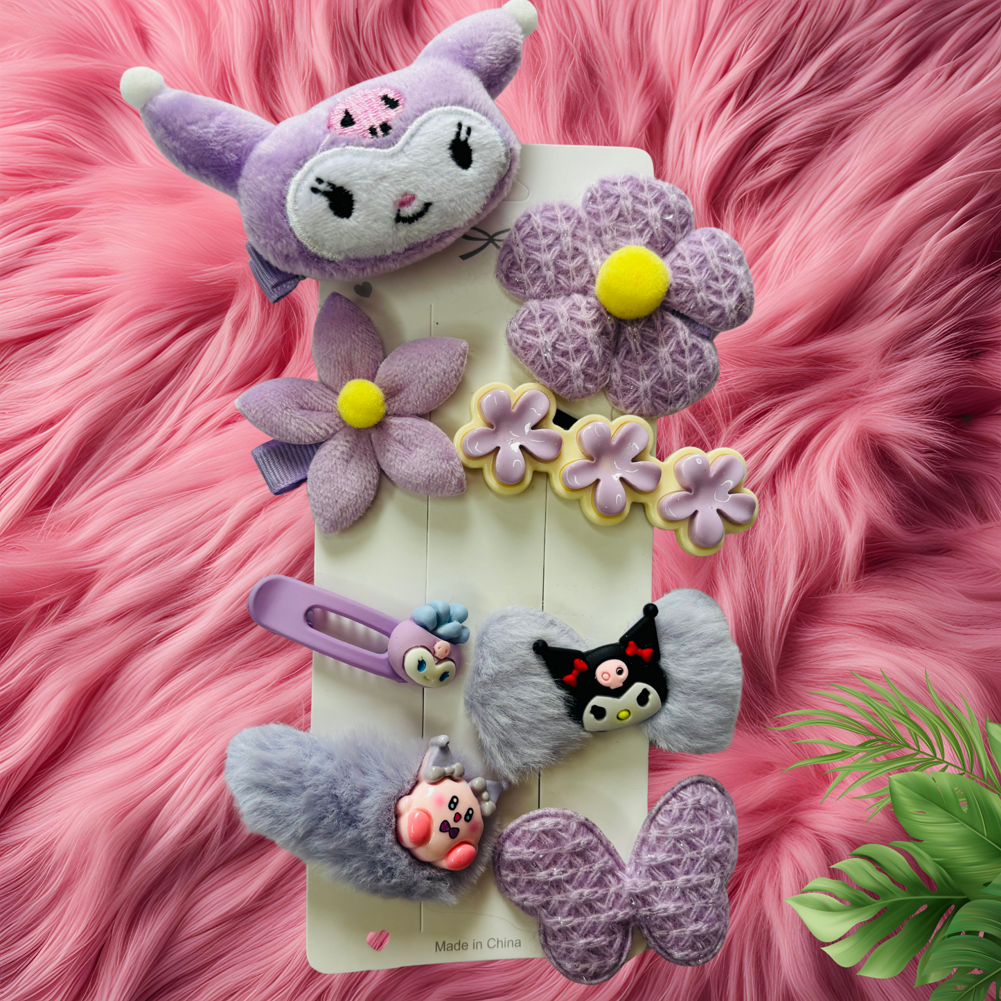 Plush Flower Clip Set