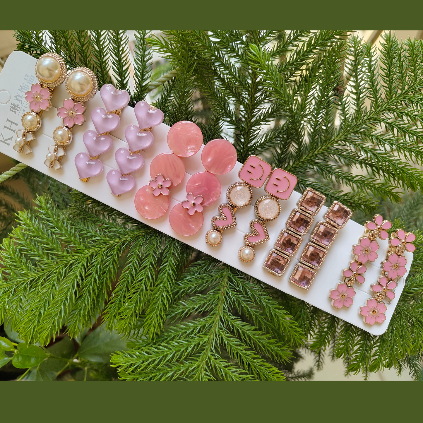 Korean Fashion Style Pearl Rhinestone Metal Hair Clips 05 (12 Pcs)