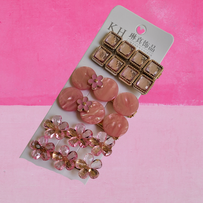 Korean Fashion Style Pearl Rhinestone Metal Hair Clips 07 (12 Pcs)