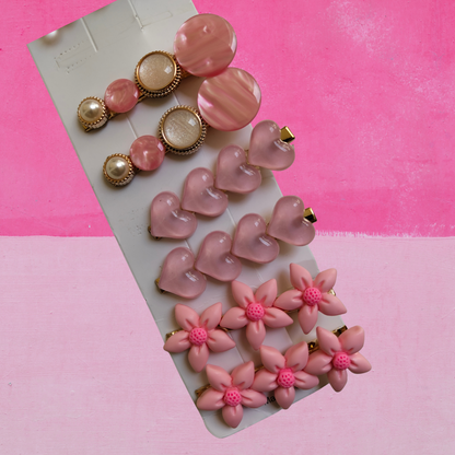 Korean Fashion Style Pearl Rhinestone Metal Hair Clips 07 (12 Pcs)