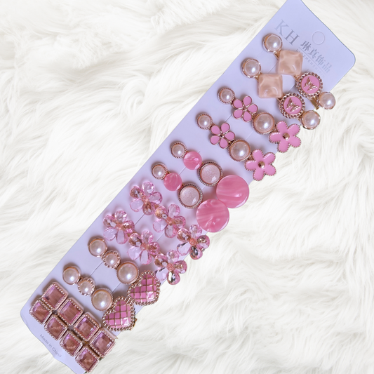 Korean Fashion Style Pearl Rhinestone Metal Hair Clips 01 (12 Pcs)