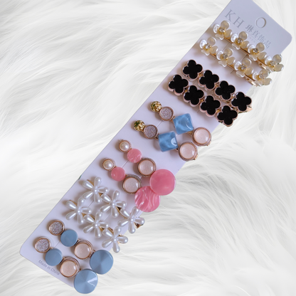 Korean Fashion Style Pearl Rhinestone Metal Hair Clips 02 (12 Pcs)