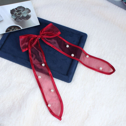 Chic Pearl Ribbon Bow