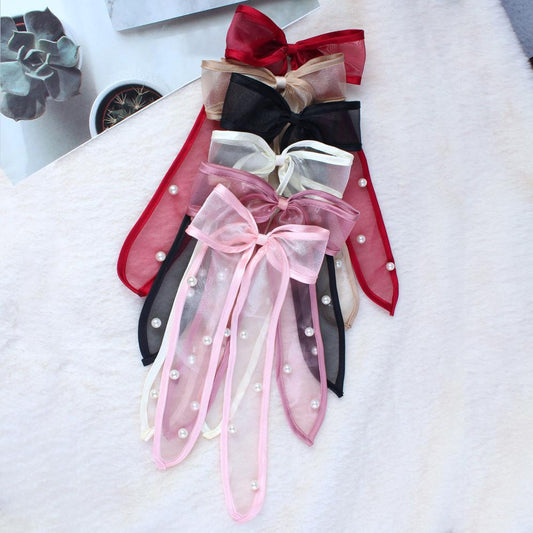 Chic Pearl Ribbon Bow